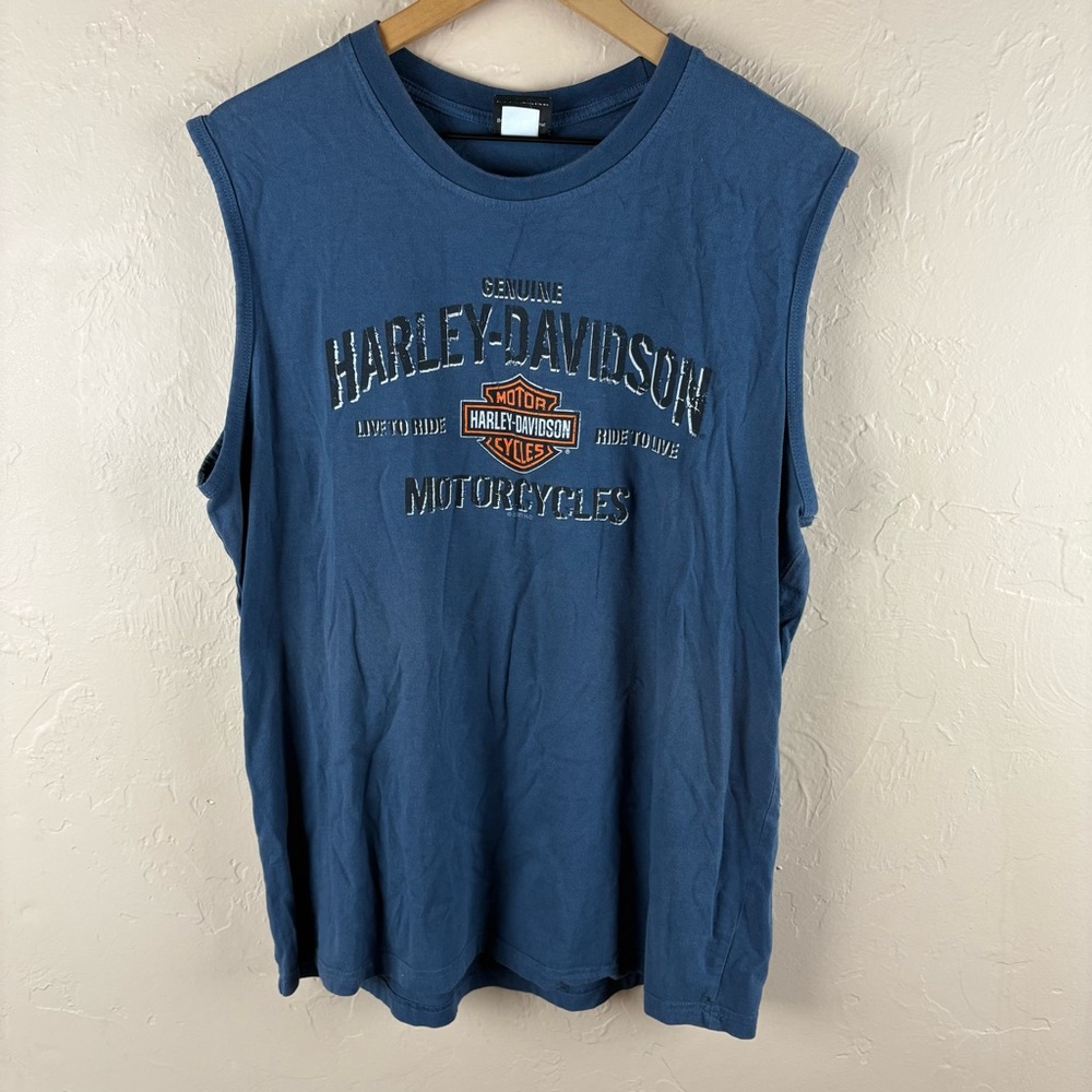 Harley-Davidson Blue Graphic Tank Tee Colorado Million Dollar Highway Mens Large